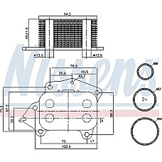 Radiator ulei. ulei motor Oil cooler with easy fit elements with seal CITROEN BERLINGO BERLINGO MULTISPACE BERLINGO-MINIVA PEUGEOT EXPERT (X), Cadru de sprijin, 01.2007 - Nissens 90717