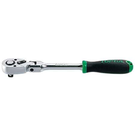 Antrenor clichet reversibil TOPTUL CJHM1228, articulat, eliberare rapida, 72 dinti, antrenor patrat 3/8 inch, lungime 280 mm, maner cauciuc, aderent TOPTUL CJHM1228