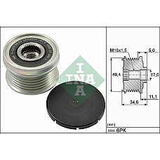 Sistem roata libera. generator Rulita alternator AUDI A1 A3 BMW 3 F30 F80 X1 E84 SEAT ALHAMBRA ALTEA ALTEA XL ARO VW TRANSPORTER V (7HB, 7HJ, 7EB, 7EJ, 7EF, 7EG, 7HF, 7EC), Autobuz, 04.2003 - 08.2015 INA 535 0155 10