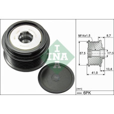 Sistem roata libera. generator Rulita alternator DAIHATSU CHARADE VIII FORD GALAXY III MONDEO V S-MAX TOYOTA AURI TOYOTA YARIS II (_P9_), Hatchback, 01.2005 - 12.2014 INA 535 0282 10