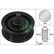 Rola ghidare-conducere. curea transmisie Poly V-belt pulley HYUNDAI GRAND SANTA FE IX35 SANTA FE IV SANTA FE IV-SUV SANTA HYUNDAI TUCSON III (TL, TLE), Crossover, 05.2015 - INA 532 0744 10