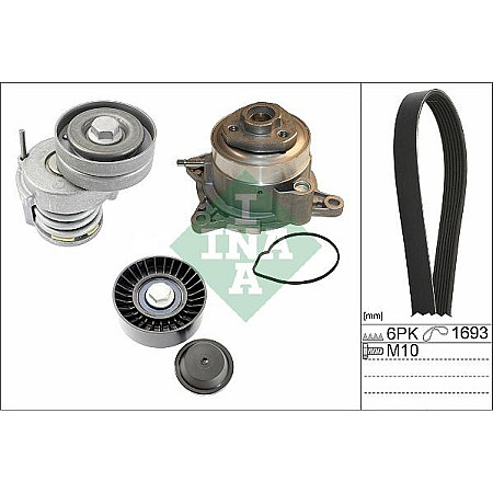 Pompa apa + Set curea transmisie cu caneluri VW CADDY III (2KA, 2KH, 2CA, 2CH), Box/MPV, 03.2004 - 05.2015 INA 529 0534 30