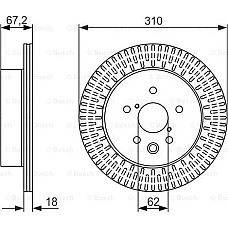 Disc frana TOYOTA CROWN XIII (_S20_), Sedan, 02.2008 - 11.2012 BOSCH 0 986 479 615