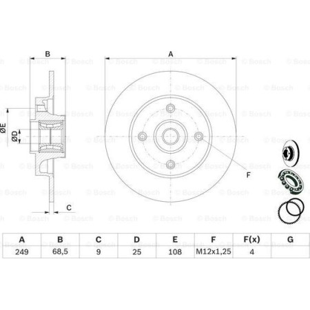 Disc frana Disc de frana cu rulment Spate Dreapta-Stanga cu inel ABS se potriveste. CITROEN C4 C4 I PEUGEOT 207 307 307-KOMBI 1. PEUGEOT 307 Break (3E), Turism, 03.2002 - 12.2009 BOSCH 0 986 479 279