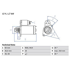 Electromotor 12V 17kW se potriveste. MERCEDES SL R230 CHRYSLER 300C JEEP COMMANDER GRAND CHEROKEE III 3.0D-6.0 03.04-11.12 MERCEDES-BENZ E-CLASS T-Model (S213), Turism, 07.2016 - BOSCH 0 986 021 330