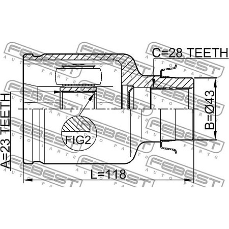 Cap planetara MAZDA 626 V (GF), Sedan, 05.1997 - 12.2002 Febest 0511-M320ATRH
