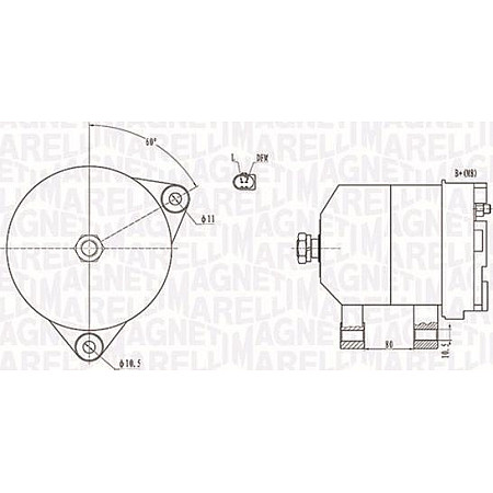 Alternator 12V 140A IVECO DAILY III DAILY IV DAILY V MASSIF CITROEN JUMPER JUMPY FIAT DUCATO PEUGEOT BOXER 2.0D-3 CITROEN JUMPY (VF7), Dubita, 01.2007 - Magneti Marelli 063731913010