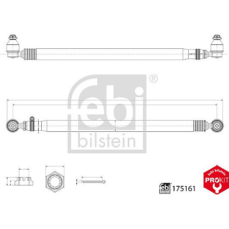Bara directie Bieleta antiruliu L-1283mm MERCEDES ACTROS MP2 - MP3 ACTROS MP4 - MP5 ANTOS ATEGO AXOR 2 04.98- MERCEDES-BENZ ACTROS MP4 / MP5 (963-0-C), 07.2011 - Febi Bilstein 175161