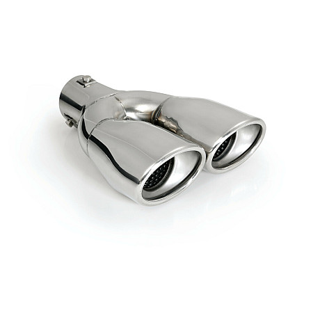 Ornament toba esapament dublu TS-47, din otel inoxidabil lustruit, sunet sport, racordare 32-50mm