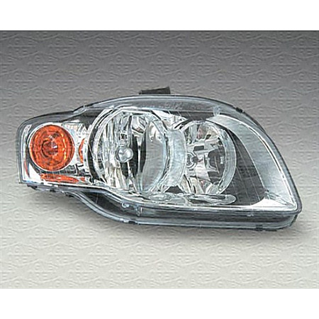 Far Lampa frontala Stanga halogen H7/H7/PY21W/W5W electric cu motor culoare insert: cromat AUDI A4 B6 A4 B7 MAGNETI MARELLI 710301219201