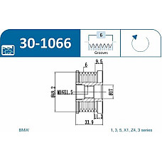 Fulie, alternator BMW 3 - V (E93), Sabrioleta, 05.2006 - 12.2013 IJS GROUP 30-1066