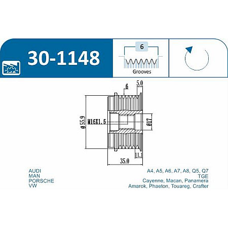 Fulie, alternator AUDI A4 Avant V (8W5, 8WD, B9), Turism, 08.2015 - IJS GROUP 30-1148