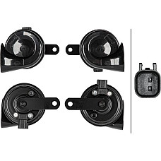 Claxon 400-500Hz 110dB 12V FORD B-MAX C-MAX C-MAX II COUGAR COURIER ECOSPORT ESCORT CLASSIC ESCORT VI FIESTA FIES FORD TRANSIT COURIER B460, Dubita, 02.2014 - HELLA 3FH 012 010-081