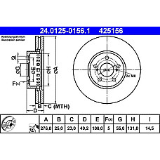 Disc frana TOYOTA AVENSIS I (_T22_), Liftback, 09.1997 - 02.2003 ATE 24.0125-0156.1