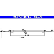 Cablu, frana de parcare MERCEDES-BENZ SPRINTER 3-t (906), Van, 06.2006 - ATE 24.3727-0474.2