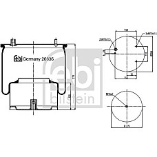 Burduf. suspensie pneumatica Supa de suspensie pneumatica spate R Spate Dreapta-Stanga DAF 65 65 CF 75 75 CF 85 8 DAF CF 85 (AE85XF), 01.2001 - 05.2013 Febi Bilstein 20836