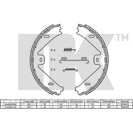Set saboti frana, frana de mana MERCEDES-BENZ C-CLASS (C204), Compartiment, 01.2011 - NK 2733802