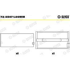 Cuzineti. arbore cotit Rulment cu arbore cotit 1.00 se potriveste. IVECO ZETA FIAT 1000 100-XX 115-XX 130-XX 400 500 55-XX 600 6 FIAT Series 110, 01.1973 - 12.1983 Glyco 72-4547 1.00mm