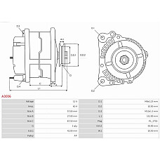 Generator / Alternator RENAULT 19 II (B/C53_), Hatchback, 01.1991 - 06.2001 AS-PL A3006