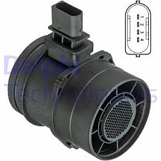 Senzor debit aer Air flowmeter 4 pin module MERCEDES VIANO W639 VITO W639 VITO - MIXTO W639 BMW 1 E81 1 E82 1 E87 1 E88 3 BMW 1 (E82), Compartiment, 10.2006 - 10.2013 Delphi AF10396-12B1