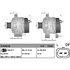 Alternator 14V 150A ALFA ROMEO 159 BRERA SPIDER FIAT CROMA 2.4D 06.05- ALFA ROMEO SPIDER (939_), Sabrioleta, 03.2006 - 03.2011 Denso DAN936
