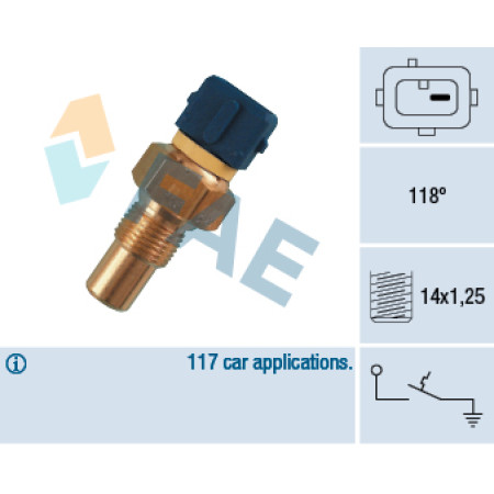 Comutator temperatura, racire Senzor temperatura lichid racire numar pini: 1 albastru CITROEN AX BERLINGO BERLINGO MULTISPACE BERLINGO/MINIVAN C2 C3 I C3 PLURIEL C4 C4 I SAXO XM XSARA 1.0-2.0 07.86- FAE FAE35290