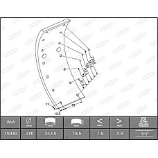 Set garnit de frictiune. frana tambur Ferodou sabot frana 270x79. de baza MERCEDES T2-L T1-TN T2-LN1 IVECO DAI MERCEDES-BENZ T2/L, 01.1959 - 12.1995 Beral KBL15030.0-1561