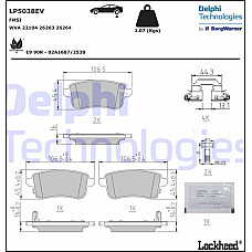 Set placute frana.frana disc Brake pads set rear with a damping pad with extras RENAULT CAPTUR II ZOE ZOE-HATCHBACK 1.0-El RENAULT CAPTUR II (RJB), 01.2020 - Delphi LP5038EV