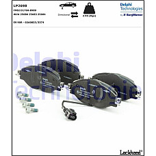 Set placute frana.frana disc Set placute frana Fata AUDI A3 A8 D4 Q2 Q3 TT CITROEN BERLINGO-MINIVAN SEAT ATECA LE VW PASSAT ALLTRACK VIII (3G5, CB5), Turism, 05.2015 - Delphi LP2698