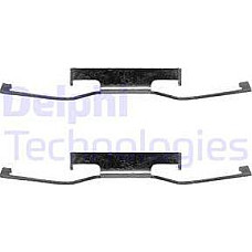 Set accesorii. placute frana Kit montare placute frana Fata CHRYSLER VOYAGER IV DODGE CARAVAN FIAT SIENA FORD ESC FORD ESCORT III (GAA), Hatchback, 09.1980 - 07.1986 Delphi LX0054