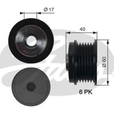 Sistem roata libera. generator Rulita alternator VOLVO C30 S40 II V50 FORD B-MAX C-MAX II ECOSPORT FIESTA VI FOCU FORD TOURNEO CONNECT / GRAND TOURNEO CONNECT V408 (PJ2), Dubita, 09.2013 - Gates OAP7154