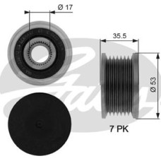 Fulie, alternator RENAULT KADJAR (HA_, HL_), Crossover, 06.2015 - Gates OAP7110