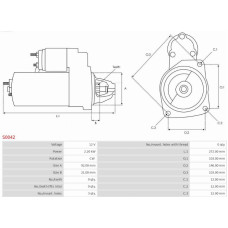 Electromotor MERCEDES-BENZ SPRINTER 4-t (904), Cadru de sprijin, 02.1995 - 05.2012 AS-PL S0042