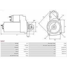 Electromotor NISSAN PRAIRIE (M10, NM10), Dubita, 12.1982 - 10.1988 AS-PL S2017