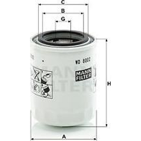 Filtru ulei hidraulic insurubat se potriveste. KUBOTA B2000 L2000 L3000 RTV RTV900 ZD ZG ZP se potriveste. KUBOTA L RTV Z Mann-Filter WD 8002