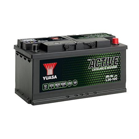 Acumulator Pornire Battery YUASA 12V 100Ah/900A Active Leisure &amp; Marine R+ standard 353x175x190 B13 deep cycle/dual purpose YUASA L36-100