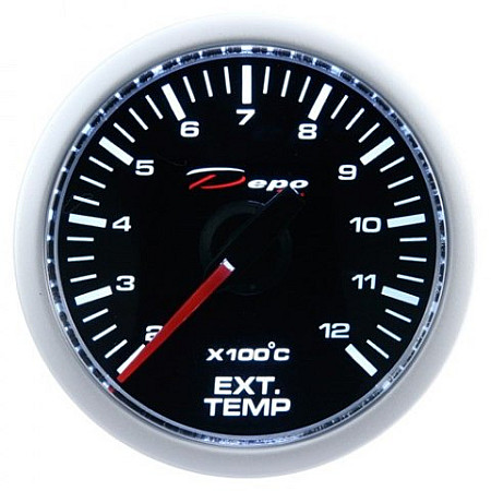 Manometru EGT Indicator temperatura gaze de esapament 52mm culoare disc negru retroiluminare alb sticla transparentGAUGE DEPO CSM EXHAUST TEMP DP ZE 011