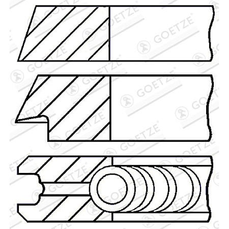 Set segmenti piston 100 STD 15 175 3 EN piston PORSCHE 911 911 SPEEDSTER 911 TARGA 3.6 12.88-06.94 PORSCHE GOETZE 08-325100-00