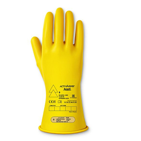 Protectia mainilor Manusi de protectie 1 pereche cum se foloseste: reutilizabileActivArmr EN Natural latex culoare: galben marime: 9/L izolare electrica ANSEL RIG014Y-L