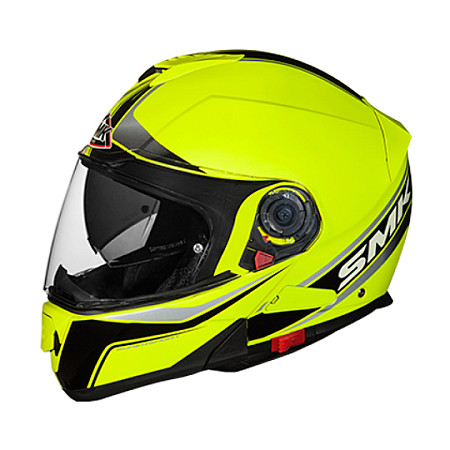 Cati de maxilar Helmet Flip-up helmet SMK GLIDE FLASH VISION HV420 colour neagra/fluorescent/yellow size M unisex SMK SMK0100/17/HV420/M