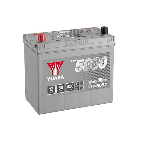 Acumulator Pornire Battery YUASA 12V 50Ah/450A YBX5000 Silver High Performance SMF L+ thin terminal japanese vehicles 238x129x223 B00 starting YUASA YBX5057