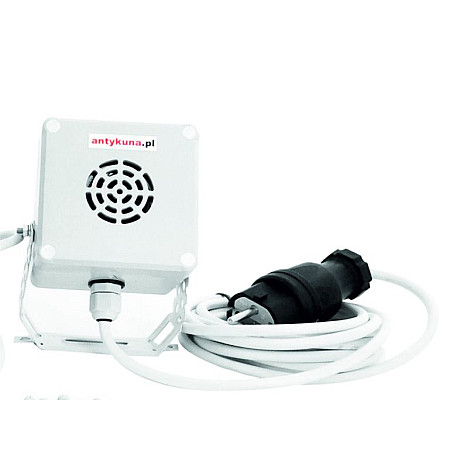 Dispozitiv cu ultrasunete pentru indepartarea daunatorilor Ultrasonic rodent repellent AM OUTSIDE count of speakers: 1 pcs power supply type: input 230 V power supply: 230V count of devices:1 pcs ANTYKUNA AM 1W1NHBIC