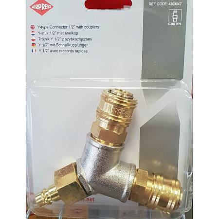 &quot;Elemente si racorduri sisteme pneumatice T-piece 1/2&quot;&quot; number of connections: 3pcs pressure bar: 10bar with fast-couplers&quot; AIRPRESS 4303047