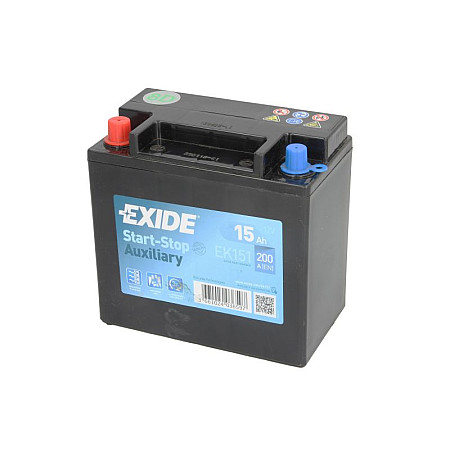 Acumulator Pornire Acumulator EXIDE 12V 15Ah/200A AGM AUXILIARY L+ borna speciala jrl subtire - jos 150x90x145 B0 aditional - auxiliar EXIDE EK151