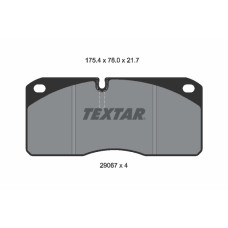 Set placute de frana Fata MERITOR numar WVA: 29067 IVECO EUROCARGO I-III MAGIRUS TRAKKER I ZETA MERCEDES AXOR 2 UNIMOG RVI MIDLINER VOLVO FL4 FL6 130/7AA-Dover-TD63ES 01.77- TEXTAR 29067 220 0 4 T3018