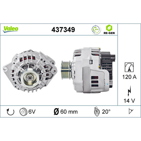 Alternator 14V 120A CITROEN JUMPER FIAT DUCATO PEUGEOT BOXER 2.8D 09.00- VALEO VAL437349