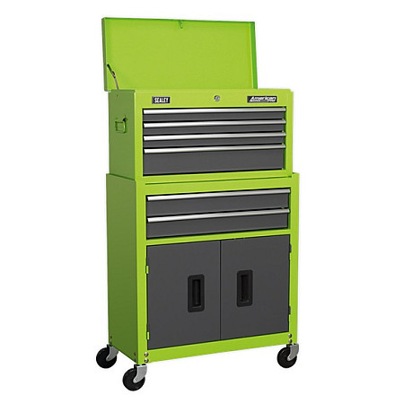 Carucior cu scule Numar carucior cutie pentru toate sertarele 6 culoare verde latime 615mm adancime 295mm inaltime 700mm SEALEY AP2200BBHV