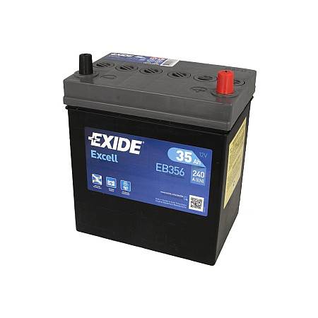 Acumulator Pornire Acumulator EXIDE 12V 35Ah/240A EXCELL R+ en jis 187x127x220 B00 - fara flansa de montare pornire EXIDE EB356