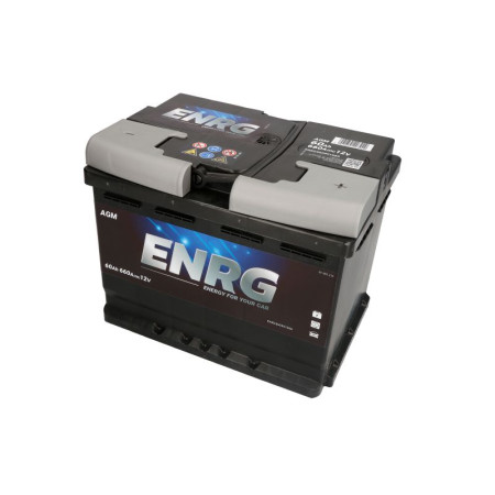 Acumulator Pornire Acumulator ENRG 12V 60Ah/660A START&amp;STOP AGM R+ borna standard 242x175x190 B13 - flansa de montare 10.5 mm agm/pornire ENRG ENRG560901066