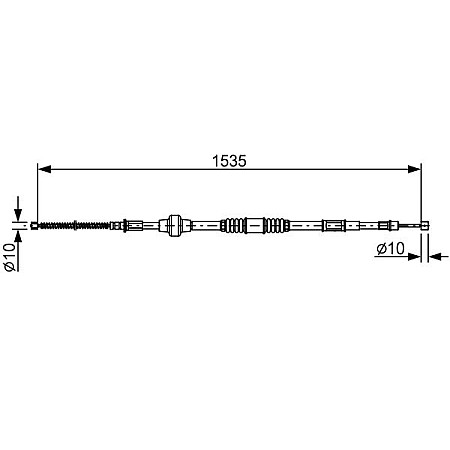 Cablu, frana de parcare Cablu frana de mana Spate Stanga 1535mm  MITSUBISHI LANCER VII 1.3/1.6/2.0 09.03-12.13 BOSCH 1 987 482 533